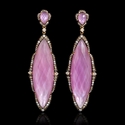 Diamond, Pink Amethyst, White Topaz 18k Rose Gold and Black Rhodium Dangle Earrings
