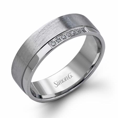 07ct Simon G Men's Diamond 14k White Gold Wedding Band Ring