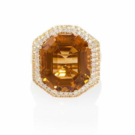 Diamond, Yellow Sapphire and Citrine 18k Yellow Gold Ring