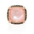 1.46ct Diamond, Rose Quartz and Mother of Pearl 18k Rose Gold and Black Rhodium Ring