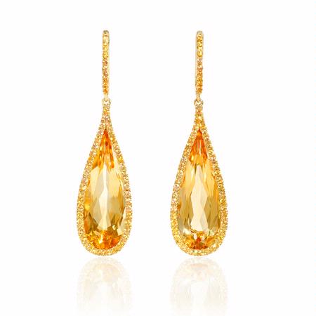 Yellow Sapphire and Citrine 18k Yellow Gold Dangle Earrings