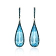 1.44ct Blue Diamond and Blue Topaz 18k White Gold and Black Rhodium Dangle Earrings
