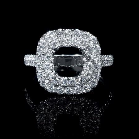 .87ct Diamond 18k White Gold Double Halo Engagement Ring Setting