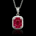 Diamond and Ruby 18k White Gold Pendant Necklace
