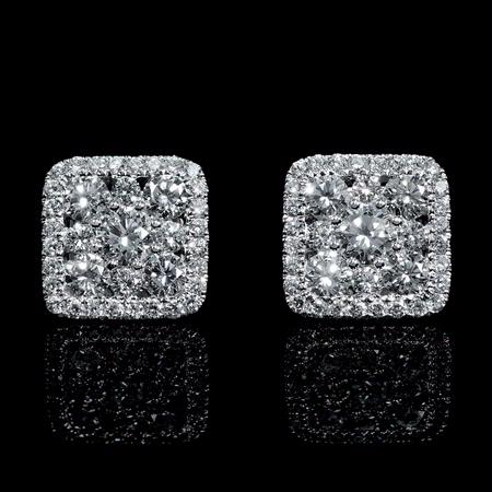 1.88ct Diamond 18k White Gold Cluster Earrings