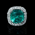 2.46ct Diamond and GIA Certified Colombian Emerald 18k White Gold Ring