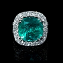 Diamond and GIA Certified Colombian Emerald 18k White Gold Ring