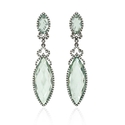 Diamond and Green Amethyst 18k White Gold and Black Rhodium Dangle Earrings