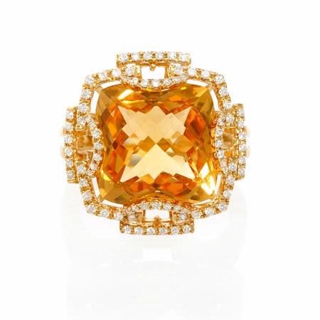 .33ct Diamond and Citrine 18k Yellow Gold Ring