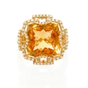 Diamond and Citrine 18k Yellow Gold Ring