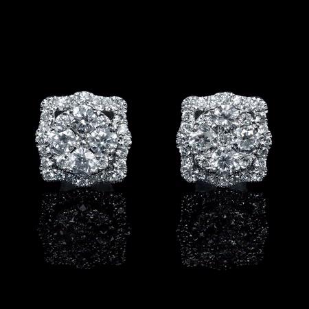 1.41ct Diamond 18k White Gold Cluster Earrings