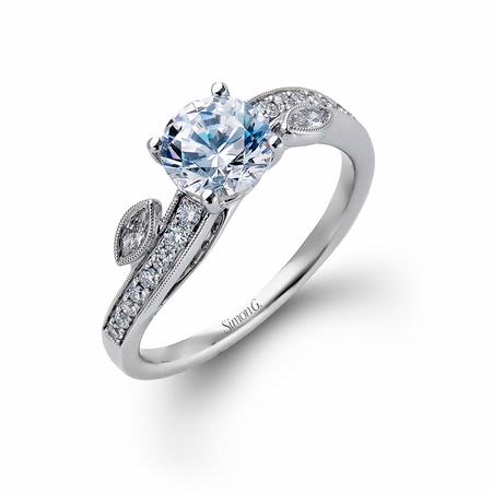 .24ct Simon G Diamond Antique Style 18k White Gold Engagement Ring Setting