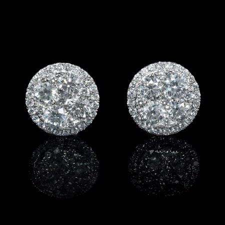 2.28ct Diamond 18k White Gold Cluster Earrings