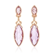 .75ct Diamond and Pink Amethyst 18k Rose Gold Dangle Earrings