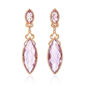 Diamond and Pink Amethyst 18k Rose Gold Dangle Earrings