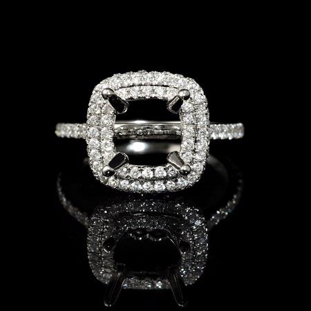 .67ct Diamond 18k White Gold Double Halo Engagement Ring Setting