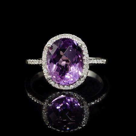 .13ct Diamond and Purple Amethyst 14k White Gold Ring