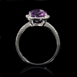 .13ct Diamond and Purple Amethyst 14k White Gold Ring