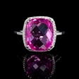 .10ct Diamond and Pink Quartz 14k White Gold Ring
