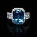 Diamond and Aquamarine 18k White Gold Ring