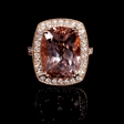 .89ct Diamond and Morganite Antique Style 14k Rose Gold Ring