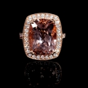 Diamond and Morganite Antique Style 14k Rose Gold Ring