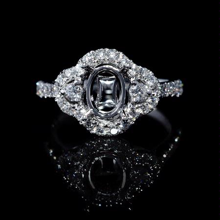 .81ct Diamond 18k White Gold Halo Engagement Ring Setting