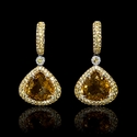 Diamond, Yellow Sapphire and Citrine 18k White Gold Dangle Earrings