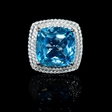 .95ct Diamond and Blue Topaz 18k White Gold Ring