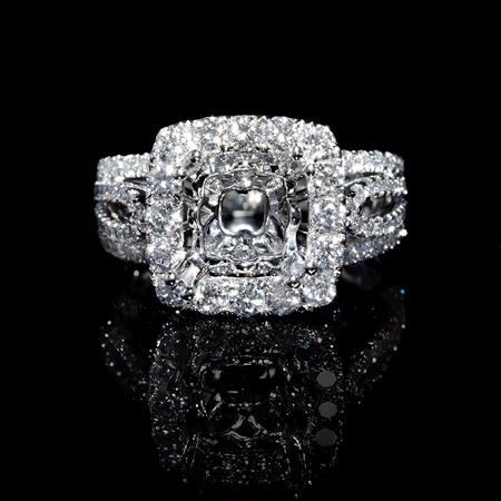 1.60ct Diamond 18k White Gold Halo Engagement Ring Setting