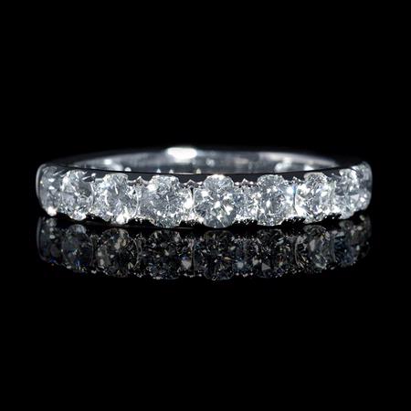 Diamond 1.02 Carat 18k White Gold Round Brilliant Cut Wedding Band Ring
