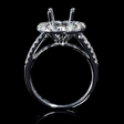 1.23ct Diamond 18k White Gold Split Shank Halo Engagement Ring Setting