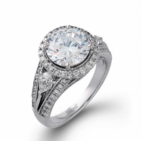 1.18ct Simon G Diamond 18k White Gold Halo Engagement Ring Setting