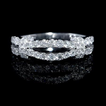 Diamond 18k White Gold Two Row Ring