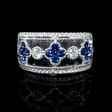 .56ct Diamond and Blue Sapphire Antique Style 18k White Gold Ring