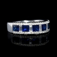 .50ct Diamond and Blue Princess Cut Sapphire 18k White Gold Ring