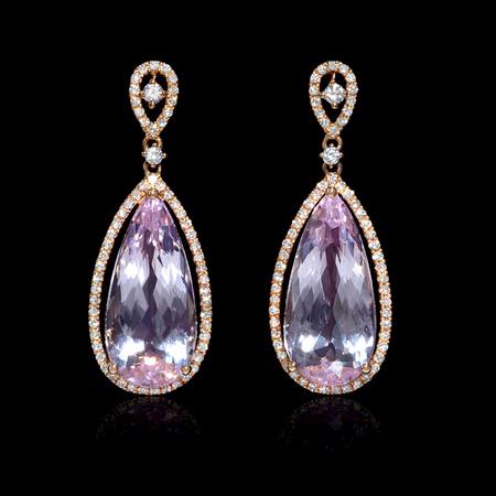.41ct Diamond and Pink Amethyst 18k Rose Gold Dangle Earrings