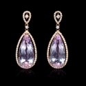 Diamond and Pink Amethyst 18k Rose Gold Dangle Earrings