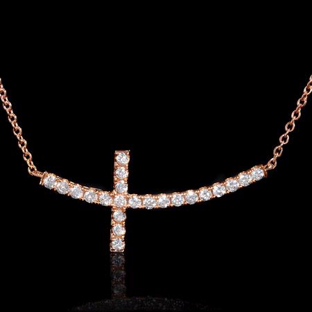 Diamond 18k Rose Gold Cross Necklace