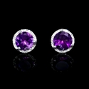 Diamond and Purple Amethyst 18k White Gold Earrings