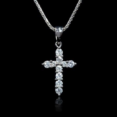 .39ct Diamond 18k White Gold Cross Pendant
