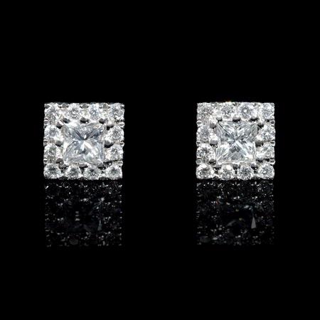 .74ct Diamond 18k White Gold Cluster Earrings