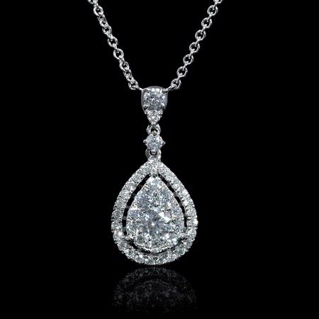 1.01ct Diamond 18k White Gold Pendant Necklace