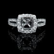 1.01ct Diamond 18k White Gold Split Shank Halo Engagement Ring Setting