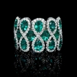 .72ct Diamond and Emerald 18k White Gold Ring