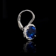 .16ct Diamond and Blue Corundum 14k White Gold Halo Earrings