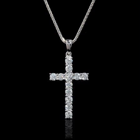 .96ct Diamond 18k White Gold Cross Pendant
