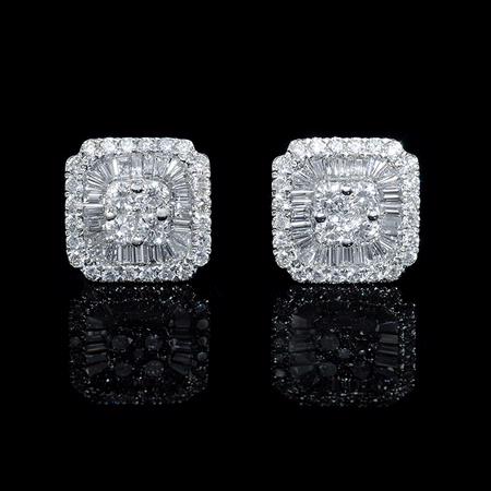 1.52ct Diamond 18k White Gold Cluster Earrings
