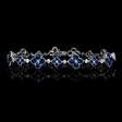 1.54ct Diamond and Blue Sapphire Antique Style 18k White Gold Bracelet