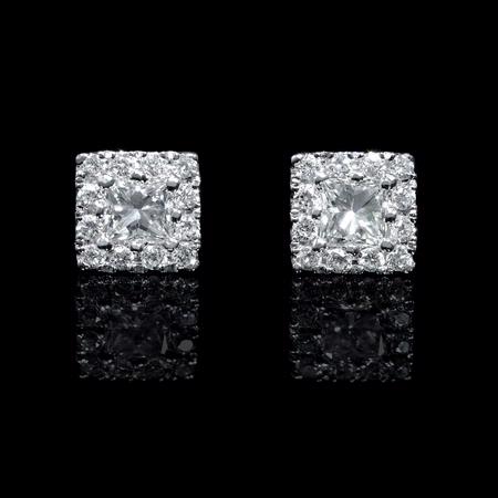 .54ct Diamond 18k White Gold Cluster Earrings